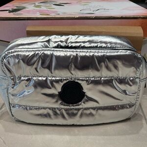 Moncler Silver puffy pouch Parfum gift toiletries or travel bag